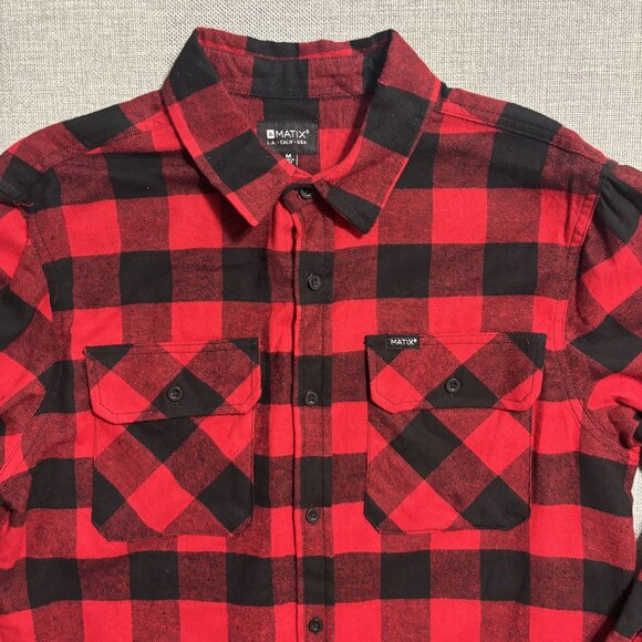 Matix Red & Black Plaid Flannel Shirt Sizes S,M,L,XL - Picture 4 of 14